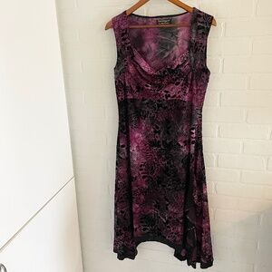 Vintage Y2K Midi dress Burnout velvet Dark Romantic Goth Purple black Fairy L